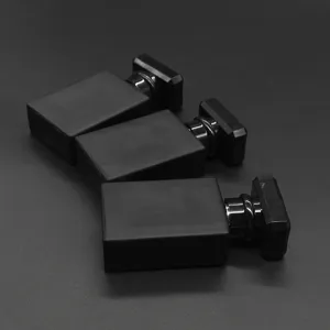 Matte black square glass perfume spray bottle empty cosmetic decant container 30ml 50ml