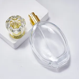 50ml empty refillable perfume bottle clear glass spray container with diamond crystal cap
