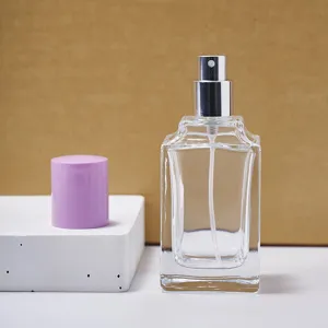 Frasco de Perfume de Vidrio Transparente 50ml Recipiente Vacío Recargable Spray
