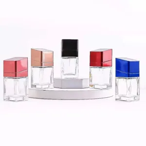 30ml leere glas parfümflaschen mit bunten kappen für reise kosmetik abfüllung ideal.