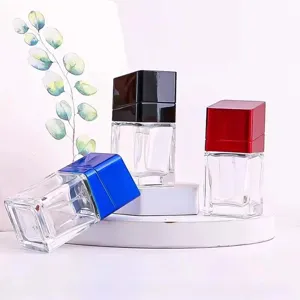 30ml Glas Parfümflasche mit buntem Deckel, tragbarer Reise Kosmetik Probenabfüllbehälter.