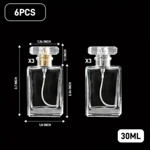 Σετ γυάλινων μπουκαλιών αρώματος 30ml με καπάκι T, φορητοί άδειοι ψεκαστήρες ταξιδιού.