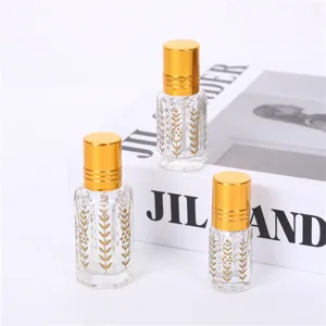 Glass Refillable Roller Bottle Gold Electroplated Essential Oil Perfume Sub-bottling Bottle Portable Travel Dispenser