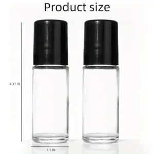 Bouteille à bille d'huile essentielle en verre clair 30ml avec bouchon noir vue détaillée
