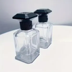 30ml leere glas parfümflasche mit schwarzem deckel nachfüllbarer kosmetikbehälter