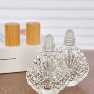 Flacon à bille en verre pour huile essentielle 15ml vide avec bouchon en bambou voyage
