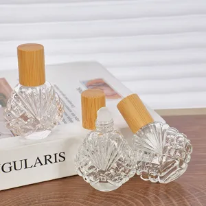 flacon roll-on en verre de 15 ml pour huile essentielle avec bouchon en bambou parfum
