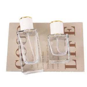 30/50ml klarsicht Glas Parfum Flasche mit weißem Gold Deckel, leerer Zerstäuber Kosmetik.