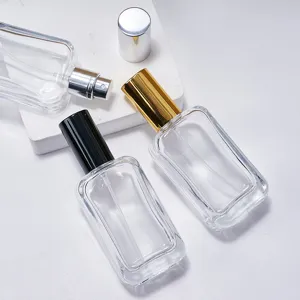 Clear glass perfume bottle 30ml empty spray bottle with metal cap cosmetic packaging container