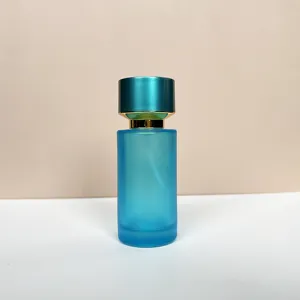 Frasco de perfume de vidrio esmerilado 50ml con tapa metálica para cosméticos y viajes