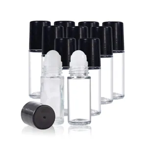 Flacon Vide en Verre pour Huile Essentielle Bouteille Rollerball Rechargeable Avec Bouchon pour Massage Aromathérapie Voyage