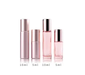 5ml 10ml rose gold glass roller bottles for essential oils perfume and travel use refillable.