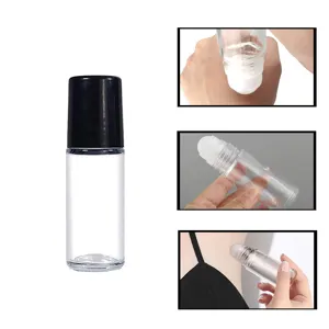 Flacon Roll-on en Verre Transparent de 30ml pour Huile Essentielle avec Bouchon Noir