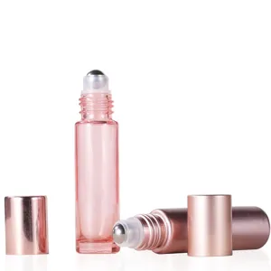5ml 10ml rose gold glass roller bottle essential oil perfume rollerball bottle for travel