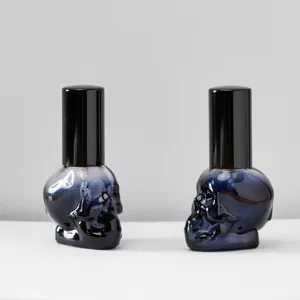 8ml totenkopf glas parfüm sprühflasche leere kosmetik behälter reise zerstäuber schwarzer deckel