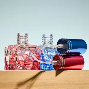 10ml frasco de perfume de vidrio colorido recargable atomizador niebla fina cuadrado