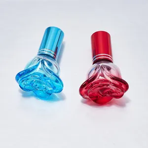 frasco de perfume de vidrio en forma de rosa 6ml muestra vacía recargable cosmético