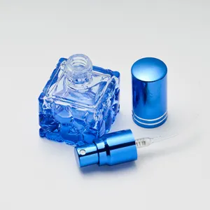 Botella de perfume de vidrio azul de 10ml envase de spray cosmético vacío fino