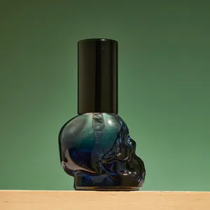 8ml totenkopf glas parfümzerstäuber leere kosmetikbehälter reiseformat schwarzer deckel