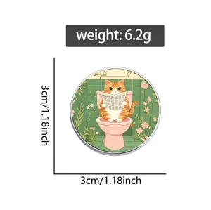 Détails des spécifications du badge chat amusant avec des dimensions de 3cm et un poids de 6,2g