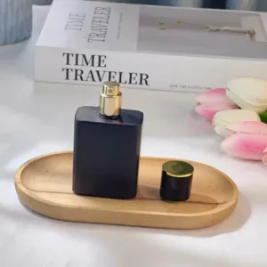 Frasco de perfume negro mate 30ml 50ml contenedor cosmético recargable con atomizador dorado
