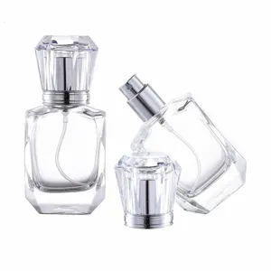 Flacon de parfum en verre transparent 30ml avec bouchon en cristal conteneur vide rechargeable