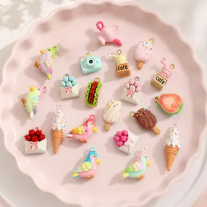 DIY Jewelry Making Alloy Enamel Charms Fruit Camera Bouquet Parrot Food Shape Dopamine Color Sweet Pendants Accessories