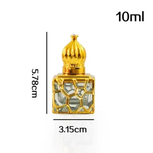 10ml vergulde essentiële olie roller fles detail afmeting lege parfumflesje display