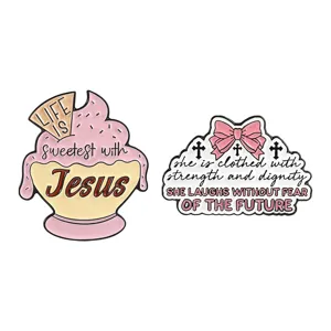 Juego de pines de esmalte religiosos con helado de Jesús y broche de lazo