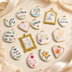 Cornice Foto Vintage Acciaio Inossidabile Pendenti Cuore Tondo Accessori Per Gioielli DIY Stile Letterario Regalo Donna