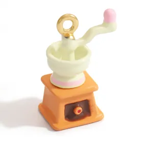 Macro view of vintage coffee grinder pendant with pastel dopamine colors for DIY crafts