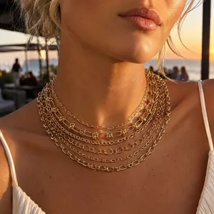 Επιχρυσωμένο Κολιέ από Ανοξείδωτο Ατσάλι 18K για Γυναίκες Μινιμαλιστική Αλυσίδα Paperclip DIY Απλή Αλυσίδα Μοντέρνα Κοσμήματα