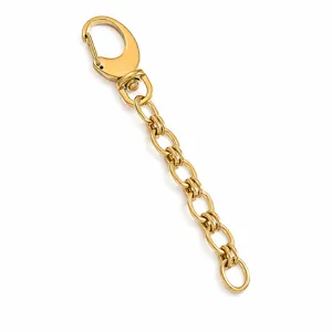 Detailed view of a golden titanium steel chain with a high-quality lobster carabiner clasp