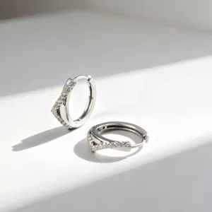 925 Sterling Zilver V-Vorm Creolen Met Strass Ingelegd Minimalistisch Zakelijk OL Stijl Oorclips Voor Vrouwen Sieraden