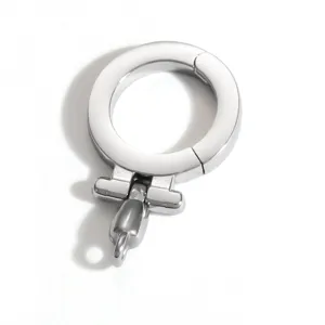 Nahaufnahme des polierten Edelstahl-Klapprings mit einem drehbaren Schlaufenmechanismus