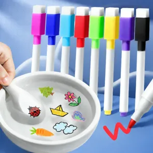 Magische Wasser Malerei Schwimmende Stifte Bunte Whiteboard Marker Mit Keramik Löffel Kinder DIY Zeichnung Büro Schule