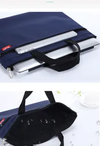 Canvas laptop bag with multiple zipper compartments, durable handles and waterproof design.