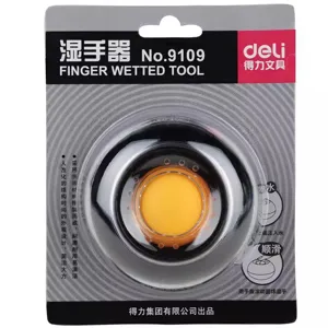 Deli roller finger wetted tool sponge jar for cash counting and office use No.9109 1 piece