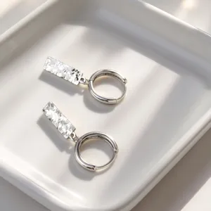 Squisiti Orecchini a Pendente Rettangolari in Argento Sterling S925 per Donna Design Intagliato a Scaglie Orecchini Geometrici