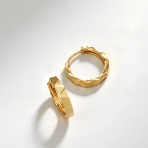 Orecchini a Cerchio Luccicanti a Triangolo Geometrico in Argento Sterling 925 Fibbia per Orecchio con Taglio a Fiore di Macchina Sfaccettato per Donna Gioielli Chic