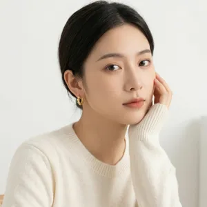 Elegantes pendientes de aro de burbujas en plata S925 dorada lucidos por una modelo