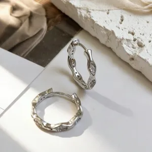 925 Sterlingsilber Wellenkante Ohrringe Für Damen Einfach Zirkonia Eingelegt Schmuck Temperament Gold Silber Ohrringe