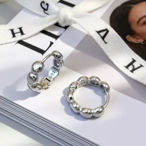 Pendientes de Aro de Plata de Ley 925 con Burbujas Minimalistas Chapados en Oro y Plata para Mujer Joyería Diaria Regalo