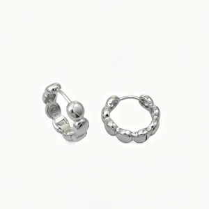 Pendientes de aro de burbuja en plata de ley S925 para mujer, diseño de joyería minimalista.