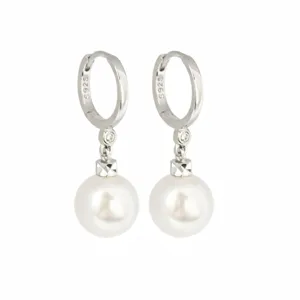 Eleganti orecchini a cerchio in argento sterling 925 con perle bianche da donna