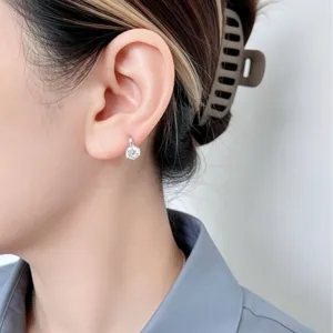 Pendientes clásicos de plata de ley 925 con circonitas de 6mm para mujer diario