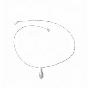 Collar de gota en plata de ley S925 minimalista con cadena ajustable para mujer.