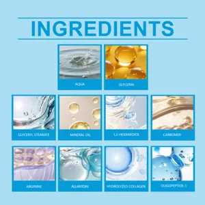 Skincare cream ingredient breakdown detail graphic showing active components and textures.