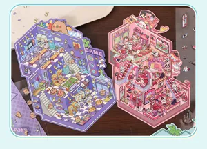Ensemble d'autocollants diorama 3D, mini scène mignonne créative pour journal DIY