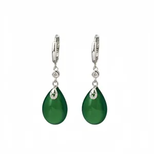 Eleganti orecchini a goccia in calcedonio verde realizzati in argento sterling S925 di qualità